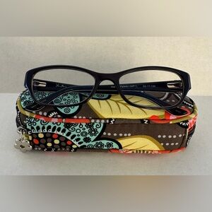 Vera Bradley Black Cat-Eye Glasses with Protective Case